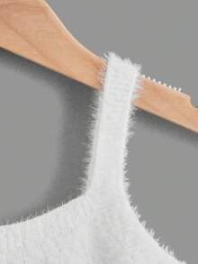 SHEIN Toddler Girls Butterfly Embroidery Fuzzy Cami Knit Top - White - View 3