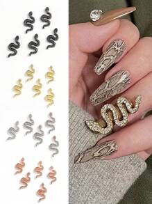 FULL BEAUTY 20 chiếc ngẫu nhiên Rhinestone Snake Design Nail Art Trang trí - Nhiều màu - Xem 1