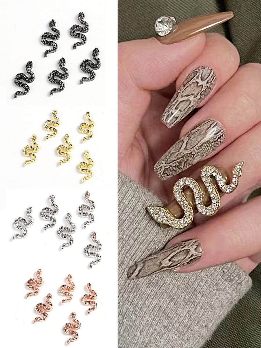 FULL BEAUTY 20 chiếc ngẫu nhiên Rhinestone Snake Design Nail Art Trang trí - Nhiều màu - Xem 1