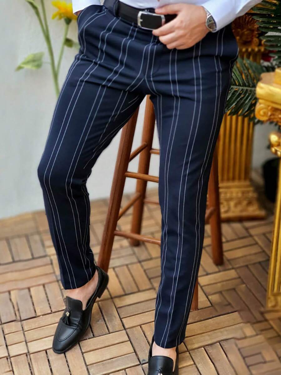 Manfinity Mode Men Suit Pants Túi Sọc - Màu xanh hải quân - Xem 1