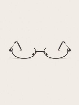 1pair Women Oval Shaped Semi Rimless Fashion Glasses Frame For Decoration A Vintage Look Glasses Accessories For Women