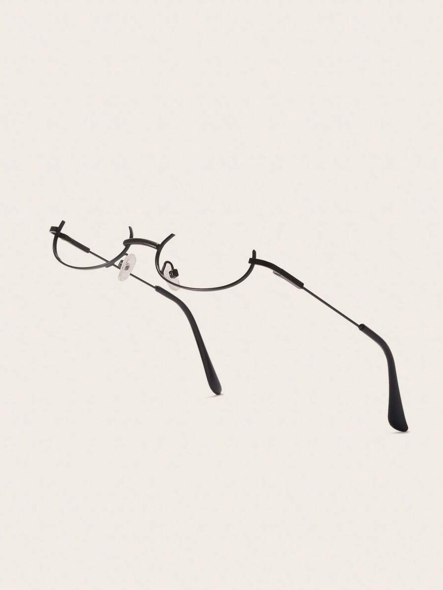 1pair Women Oval Shaped Semi Rimless Fashion Glasses Frame For