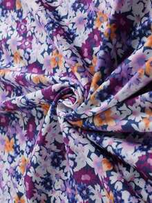 Allover Floral Print A-line Dress - Purple - View 7