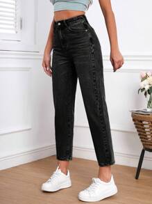 SHEIN Frenchy 高腰直筒牛仔褲