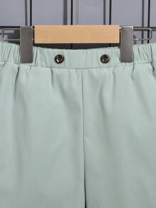 SHEIN Boys Solid Double Breasted Shirt & Shorts - Multicolor - View 5