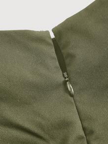 SHEIN MOD 側邊綁帶多層下擺半身裙 - 軍綠色 - 查看 3