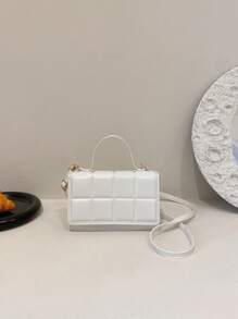 Túi vuông mini công sở nhẹ, có nắp gập bất đối xứng bằng da PU dành cho nữ sinh viên đại học, tân binh và nhân viên văn phòng, hoàn hảo cho văn phòng, đại học, công việc, kinh doanh, đi làm, ngoài trời, du lịch, dã ngoại - trắng - Xem 5