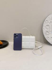 Túi vuông mini công sở nhẹ, có nắp gập bất đối xứng bằng da PU dành cho nữ sinh viên đại học, tân binh và nhân viên văn phòng, hoàn hảo cho văn phòng, đại học, công việc, kinh doanh, đi làm, ngoài trời, du lịch, dã ngoại - trắng - Xem 6