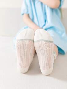 4pairs Girls Floral Pattern Frill Trim Cute Crew Socks For Daily Life - Multicolor - View 6