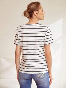 MOTF PREMIUM STRIPED ANCHOR PEARL T-SHIRT,GRAPHIC TEE - White - View 8