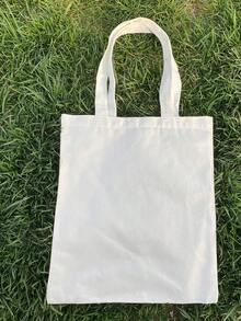 Bolsa de compras pequeño con patrón de dibujo doble asa para diariamente - Blanco - Ver 2