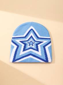 1pc Women Star Pattern Fashionable Beanie For Daily Life - Blue - View 1
