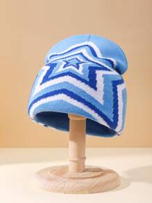 1pc Women Star Pattern Fashionable Beanie For Daily Life - Blue - View 2