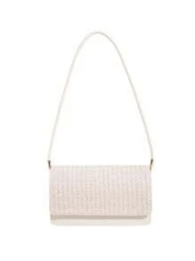 Túi rơm nhỏ Colorblock Flap cho kỳ nghỉ - trắng - Xem 1