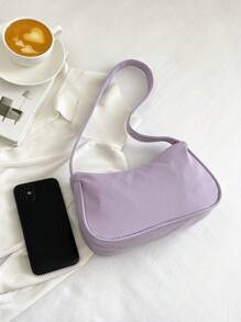 Small Hobo Bag Purple Zipper Polyester - Purple - View 4
