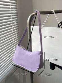 Small Hobo Bag Purple Zipper Polyester - Purple - View 5