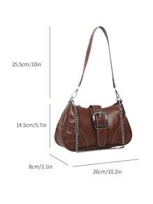 鉚釘和搭扣裝飾流浪包PU皮革棕色 - 咖啡棕 - 查看 5