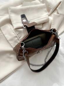 鉚釘和搭扣裝飾流浪包PU皮革棕色 - 咖啡棕 - 查看 8