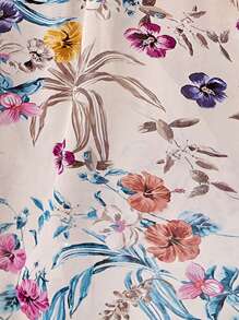 Floral Print Plunge Neck Split Thigh Dress - Multicolor - View 7