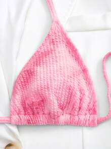 Swim Vcay Summer Beach Tie Dye Halter Triangle Bikini Set - Baby Pink - View 3