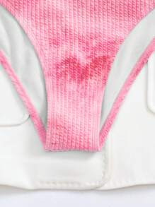 Swim Vcay Summer Beach Tie Dye Halter Triangle Bikini Set - Baby Pink - View 6