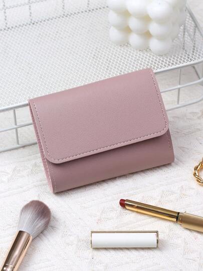 Minimalist Small Wallet Tri-Fold PU Portable Money Cash White-Collar Workers For Female College Work Business Commute Office For Anniversary  For Birthday Gift On Valentine Day Gift