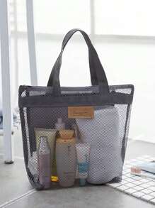 Portable Zipper Wash Bag Beach Bag Large Capacity Travel Storage Bag Cruise Essential Holiday Bag Holiday Essentials For Summer For Vacation Toiletry Bags Summer Travel Essentials For Beach Vacation Holiday School Supplies Dorm Essentials Back To School Back To School Supplies - Grey - View 1