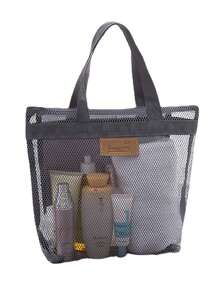 Portable Zipper Wash Bag Beach Bag Large Capacity Travel Storage Bag Cruise Essential Holiday Bag Holiday Essentials For Summer For Vacation Toiletry Bags Summer Travel Essentials For Beach Vacation Holiday School Supplies Dorm Essentials Back To School Back To School Supplies - Grey - View 4