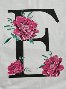RueChic Teen Girls Floral & Letter Graphic Tee
