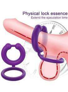 Anillo de bloqueo de semen, potenciador de erección duradero de silicona, juguete sexual para adultos para hombres y mujeres