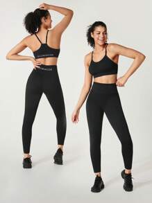 GLOWMODE 24" Liền mạch Công nghệ Sọc Thương hiệu Eo Xà cạp - màu đen - Xem 6