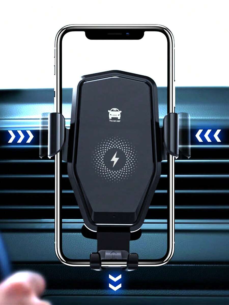 1入組閃電和字母圖案ABS車手機快速充電器 - 黑色 - 查看 1