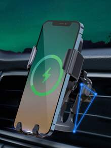 1入組閃電和字母圖案ABS車手機快速充電器 - 黑色 - 查看 2