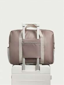 1pc Portable Toiletry Storage Bag Polyester Storage Bag Large Capacity, Camel Color, Waterproof Fabric For Packing Toiletries, Cosmetics, And Travel Essentials, Gift For Valentine's Day,Boho Vibes - Camel - View 4