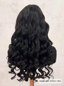 高清瑞士蕾絲預拔漂白結身體波浪13*4/13*6蕾絲前假髮180%密度22-26英寸人發假髮自然黑色真發假髮帶嬰兒頭髮自然髮際線女式 - 黑色 - 查看 3