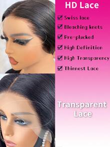 高清瑞士蕾絲預拔漂白結身體波浪13*4/13*6蕾絲前假髮180%密度22-26英寸人發假髮自然黑色真發假髮帶嬰兒頭髮自然髮際線女式 - 黑色 - 查看 6