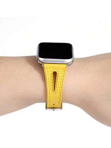 Dây đeo đồng hồ silicon rắn tương thích với Apple Watch - Màu vàng - Xem 2