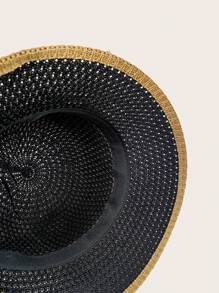 Sombrero con diseño de letra unido en contraste - Negro - Ver 4