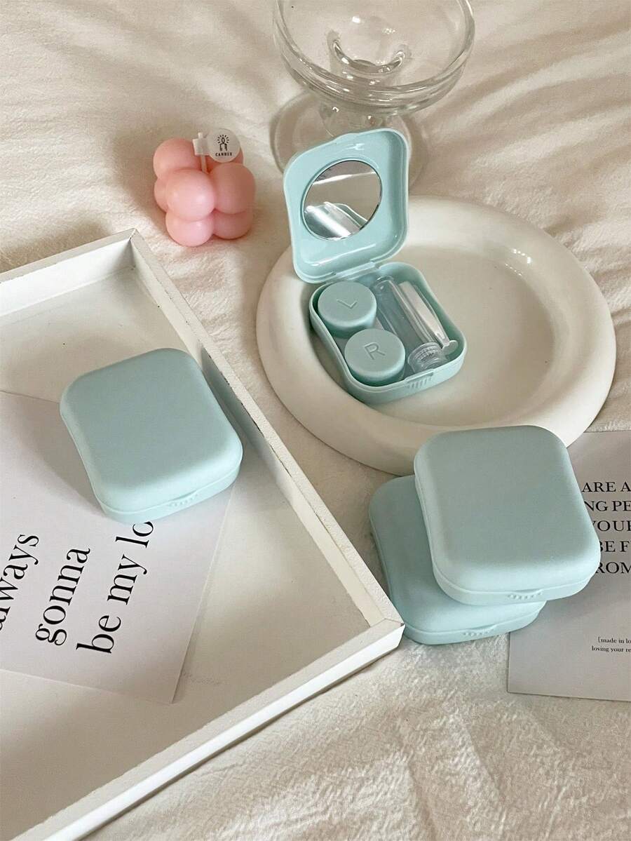 1 pieza Estuche sólido para lentes de contacto escolar - Azul - Ver 1