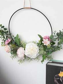 1pc Artificial Flower Decor Wreath - Multicolor - View 4