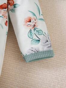 嬰兒女孩花卉印花荷葉邊睡衣連身衣