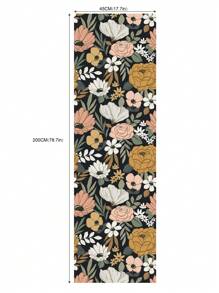 1pc PVC Wall Paper, Modern Floral Pattern Wall Paper For Home - Black - View 7
