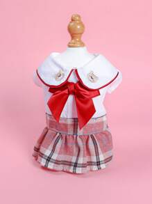 1 Miếng Quần áo thú cưng Đối với Chó Và Mèo , Mùa hè Đầm Với Bowknot Và Teddy In Gấu , Màu hồng Kẻ sọc - Hồng - Xem 4