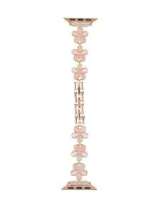 1pc Rhinestone Decor Flower Design Apple Watch Band Compatible With Apple Watch 38mm 40mm 41mm 42mm 44mm 45mm 49mm WristBand Replacement Strap Compatible With Apple Watch Series 9 8 7 SE 6 5 4 3 2 1 Valentines - Rose Gold - View 4