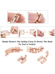 1pc Rhinestone Decor Flower Design Apple Watch Band Compatible With Apple Watch 38mm 40mm 41mm 42mm 44mm 45mm 49mm WristBand Replacement Strap Compatible With Apple Watch Series 9 8 7 SE 6 5 4 3 2 1 Valentines - Rose Gold - View 6