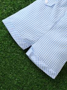 嬰兒格子圖案背帶連體短褲