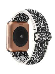 1入組幾何圖案彈性單環錶帶，適用於蘋果手錶帶 38mm 40mm 41mm 42mm 44mm 45mm 49mm 運動尼龍編織錶帶，適用於蘋果手錶系列9 8 7 SE 6 5 4 3 2 1 - 彩色 - 查看 1