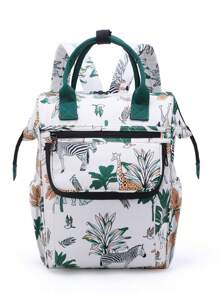 Mochila para salidas de mamá, bolso impreso casual para hombro de mamá - Verde - Ver 2