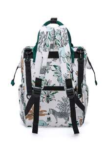Mochila para salidas de mamá, bolso impreso casual para hombro de mamá - Verde - Ver 3