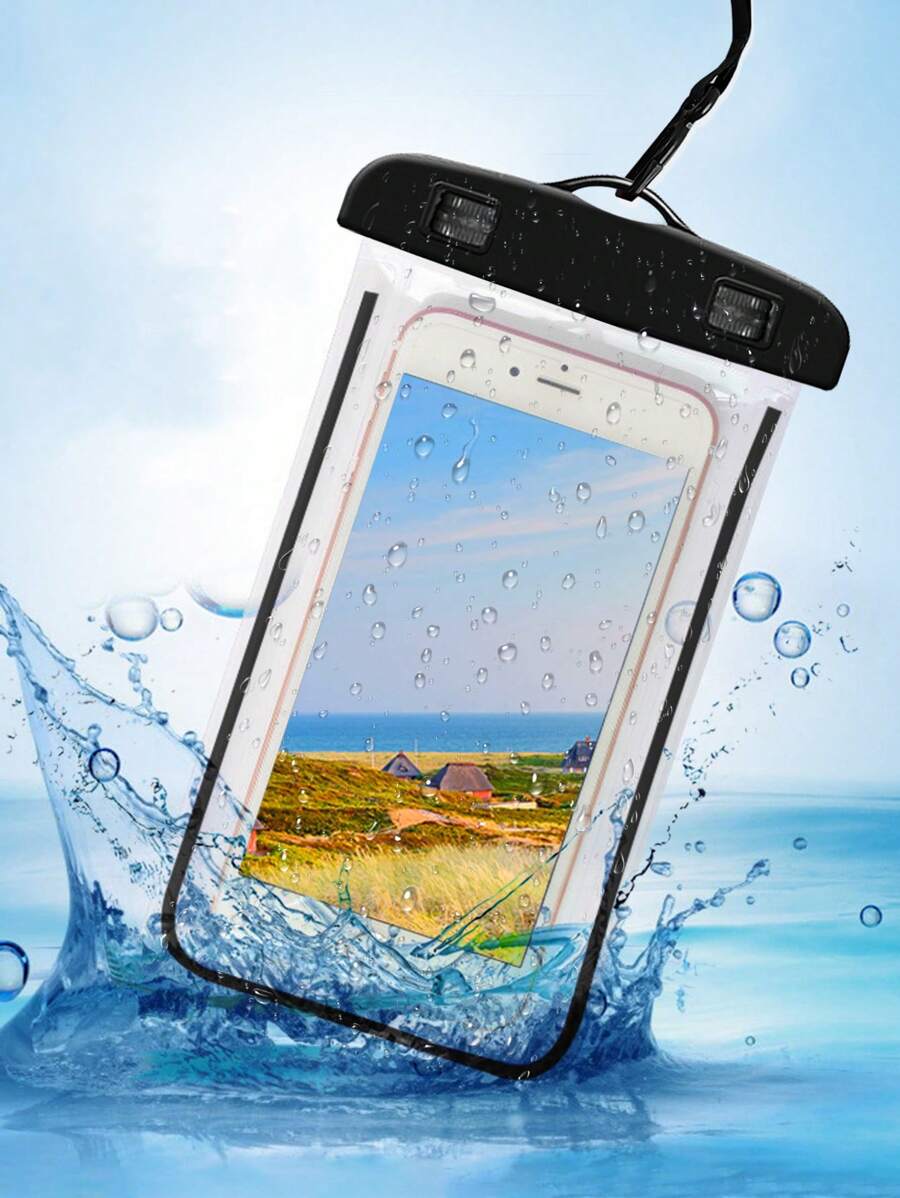 1入組PVC夜光觸控式螢幕防水袋防水手機殼 - 黑色 - 查看 1